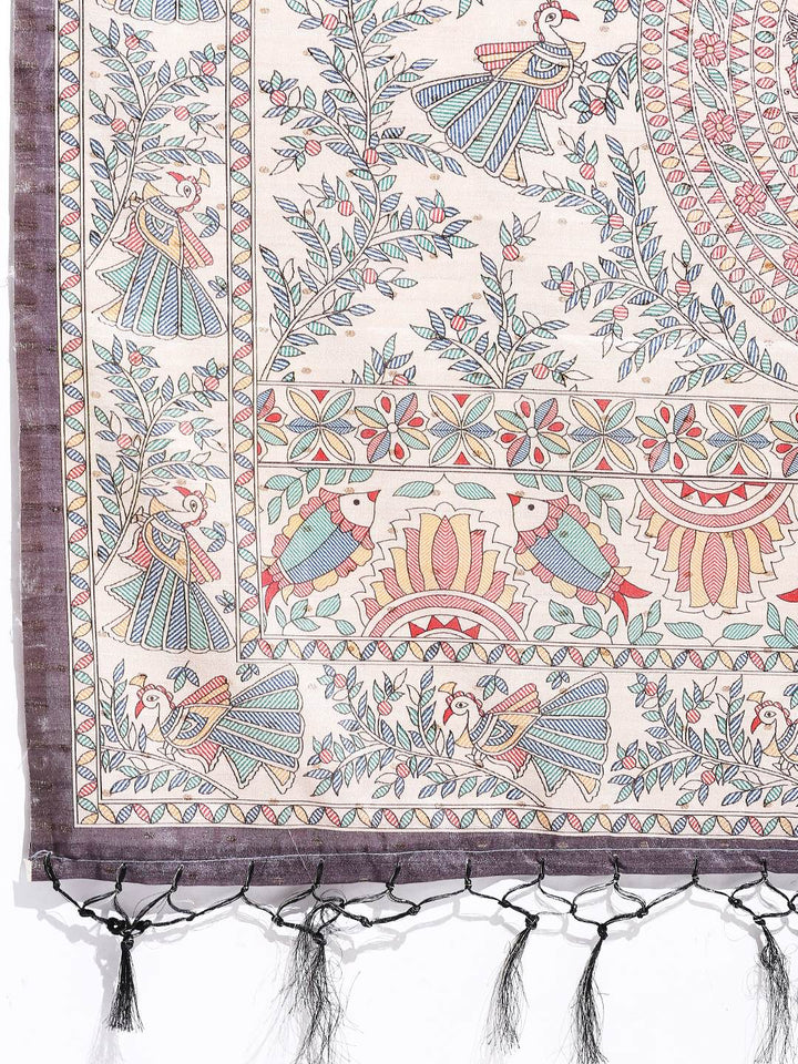 Printed Tussar Silk Saree