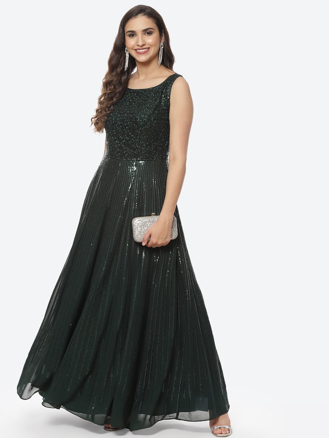 Sequin Georgette Long Dress