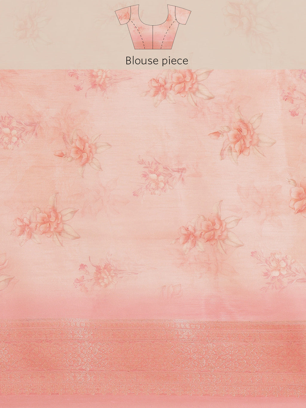 Digital Floral Printed Banarasi Pallu Cotton Chanderi Saree
