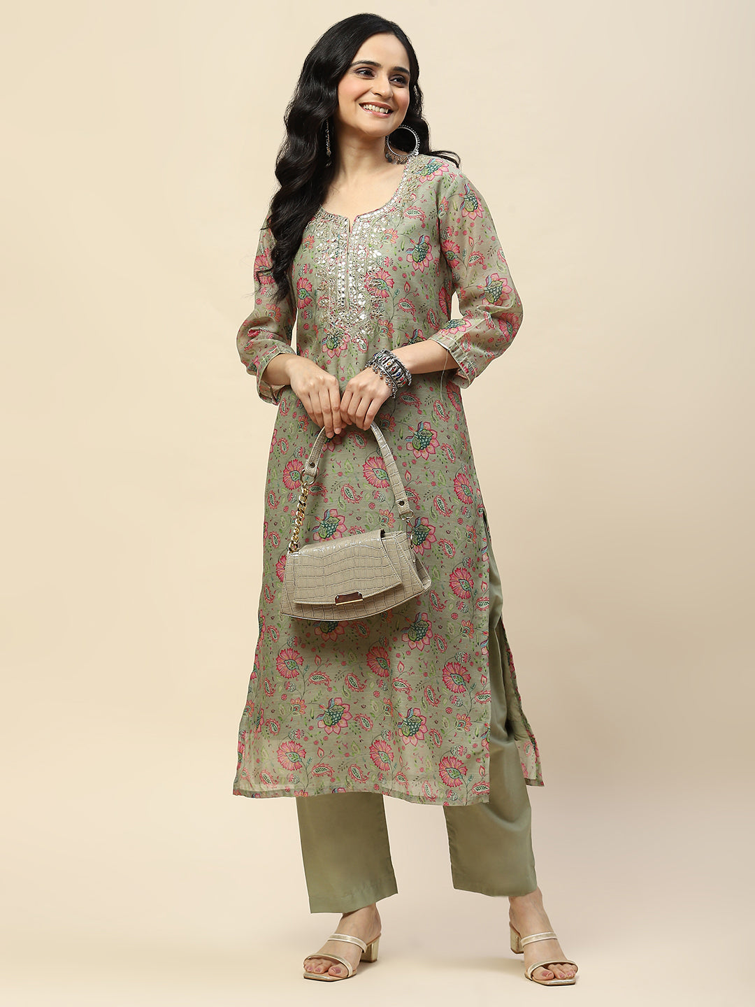 Gota Work Chanderi Kurta With Pants
