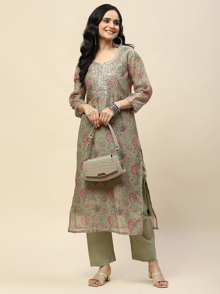 Gota Work Chanderi Kurta With Pants