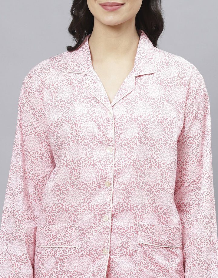 Pink Cotton Printed Comfort Wear