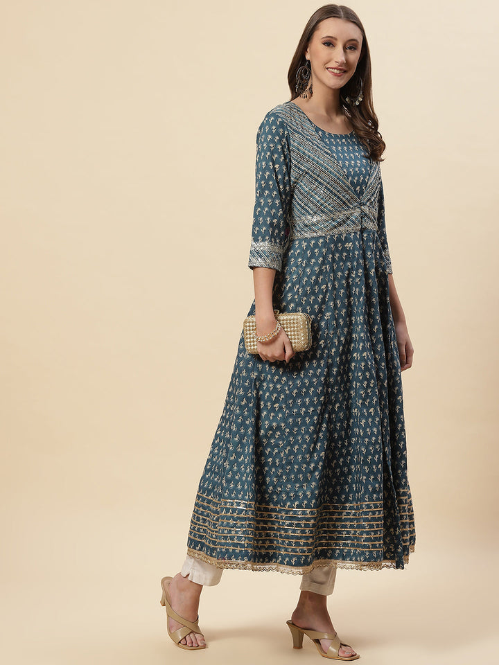 Printed Cotton Kurta With Jacket