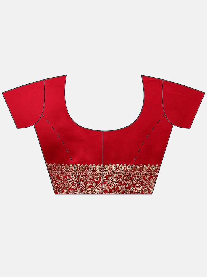 Zari Border Booti Satin Woven Saree