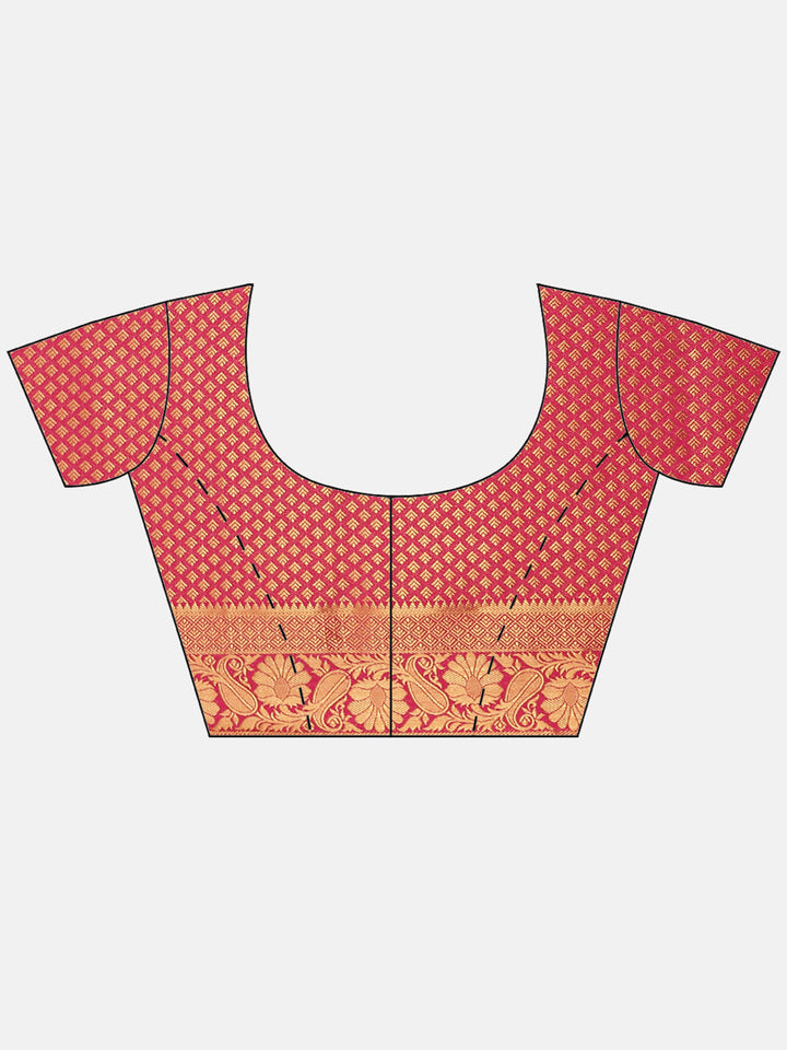 Zari Border Booti Art Handloom Saree With Running Blouse