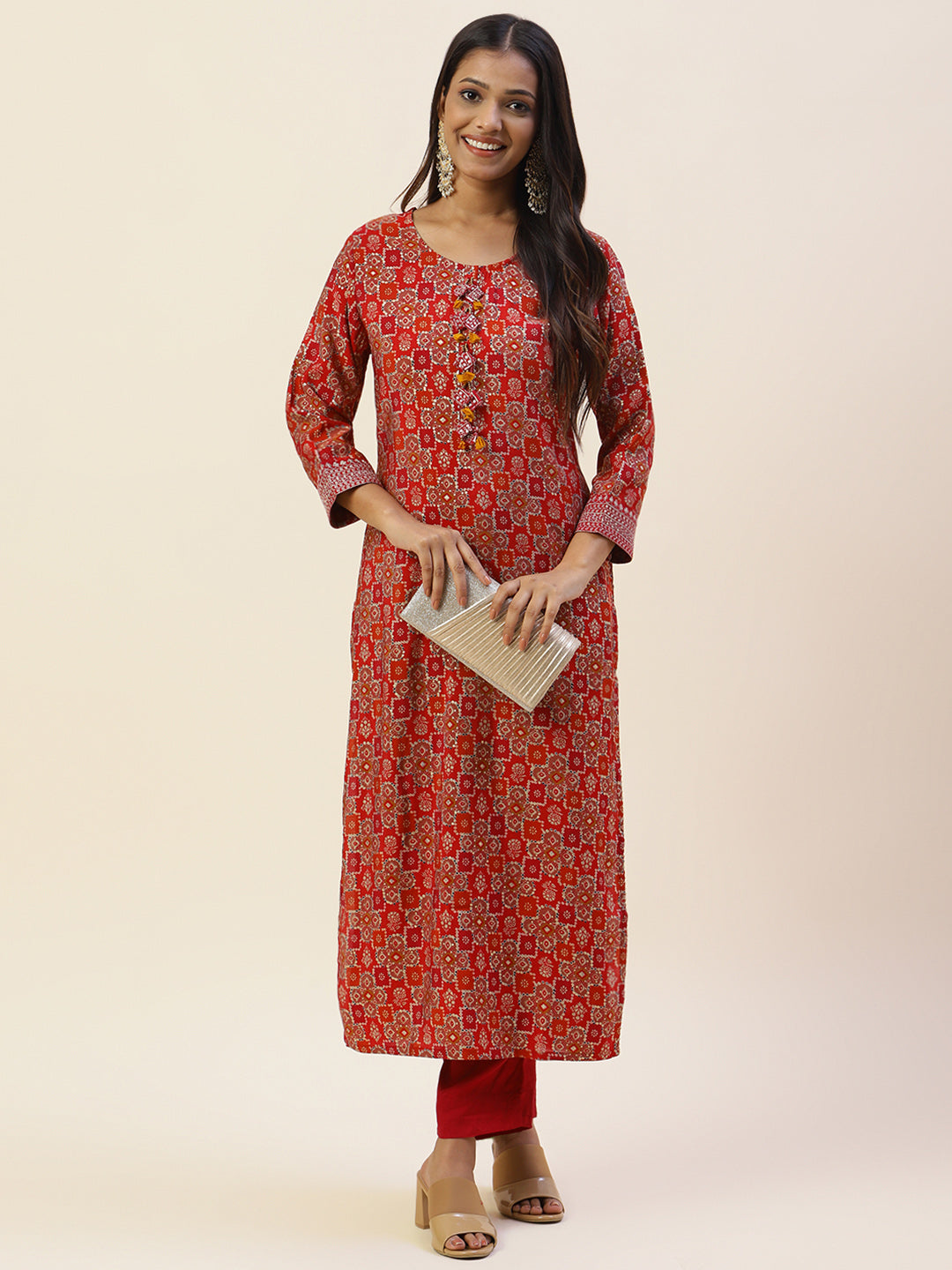 Printed Cotton Kurta With Pants
