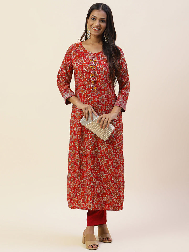 Printed Cotton Kurta With Pants