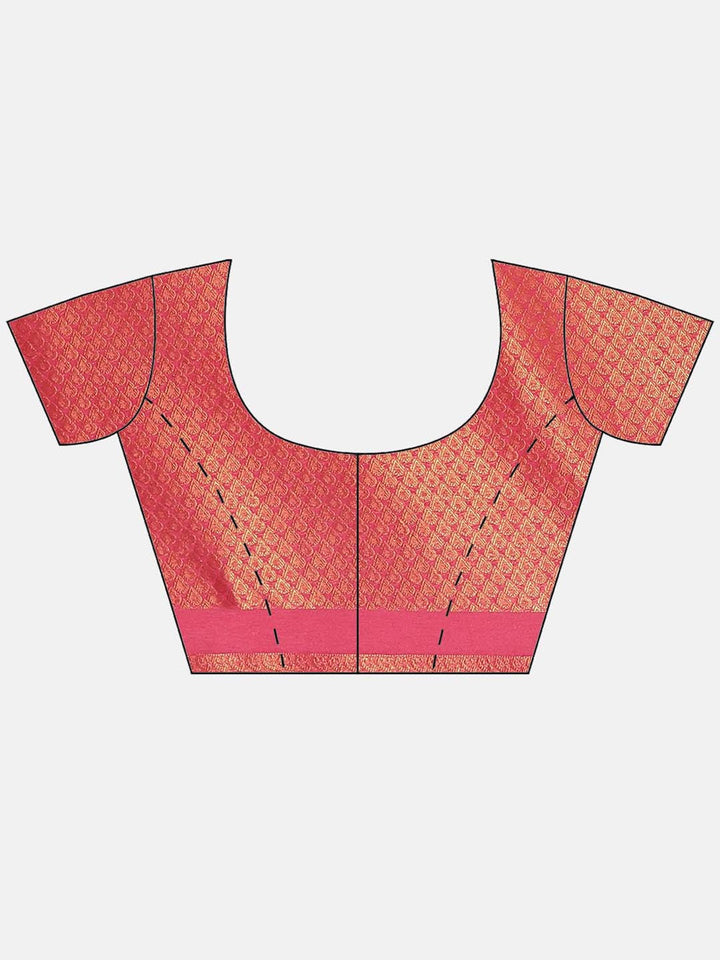 Brocade Zari Jaal  Art Handloom Saree With Contrast Blouse