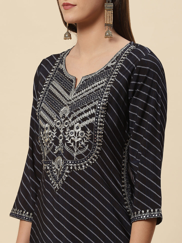Printed Cotton Kurta With Pants &amp; Dupatta