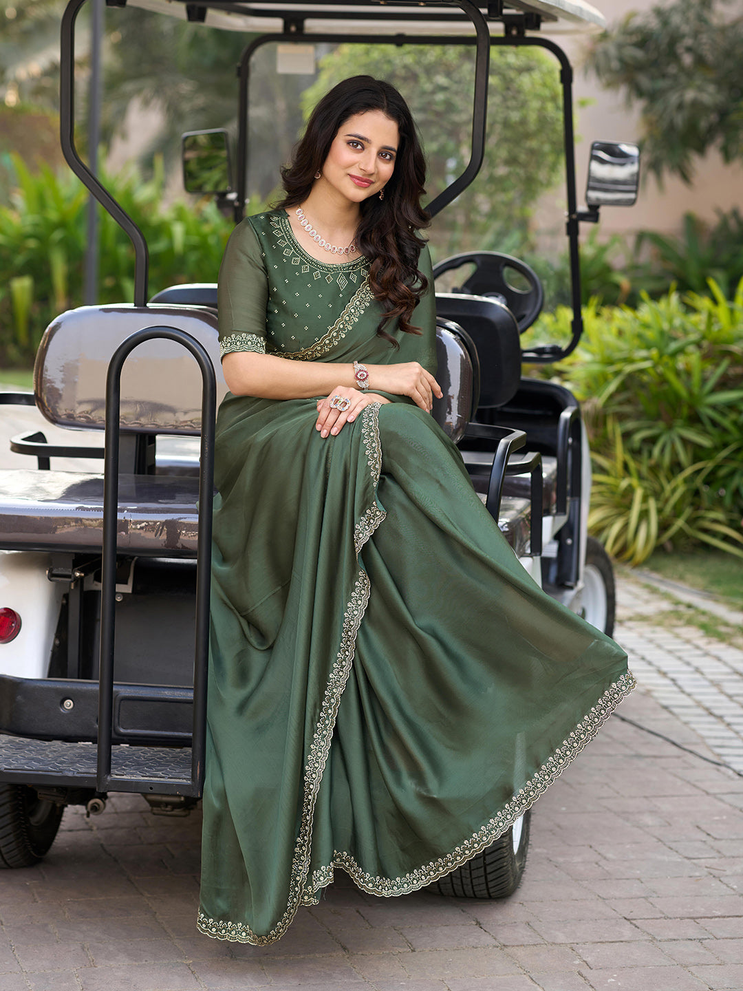 Sequins Embroidery Chiffon Saree