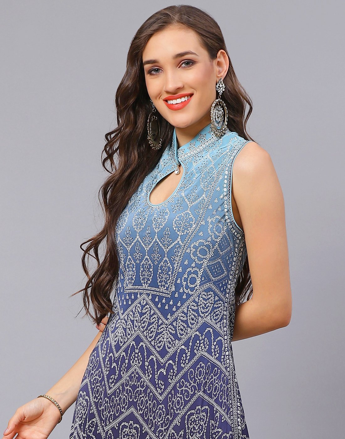 Blue and Peach Pink Dress