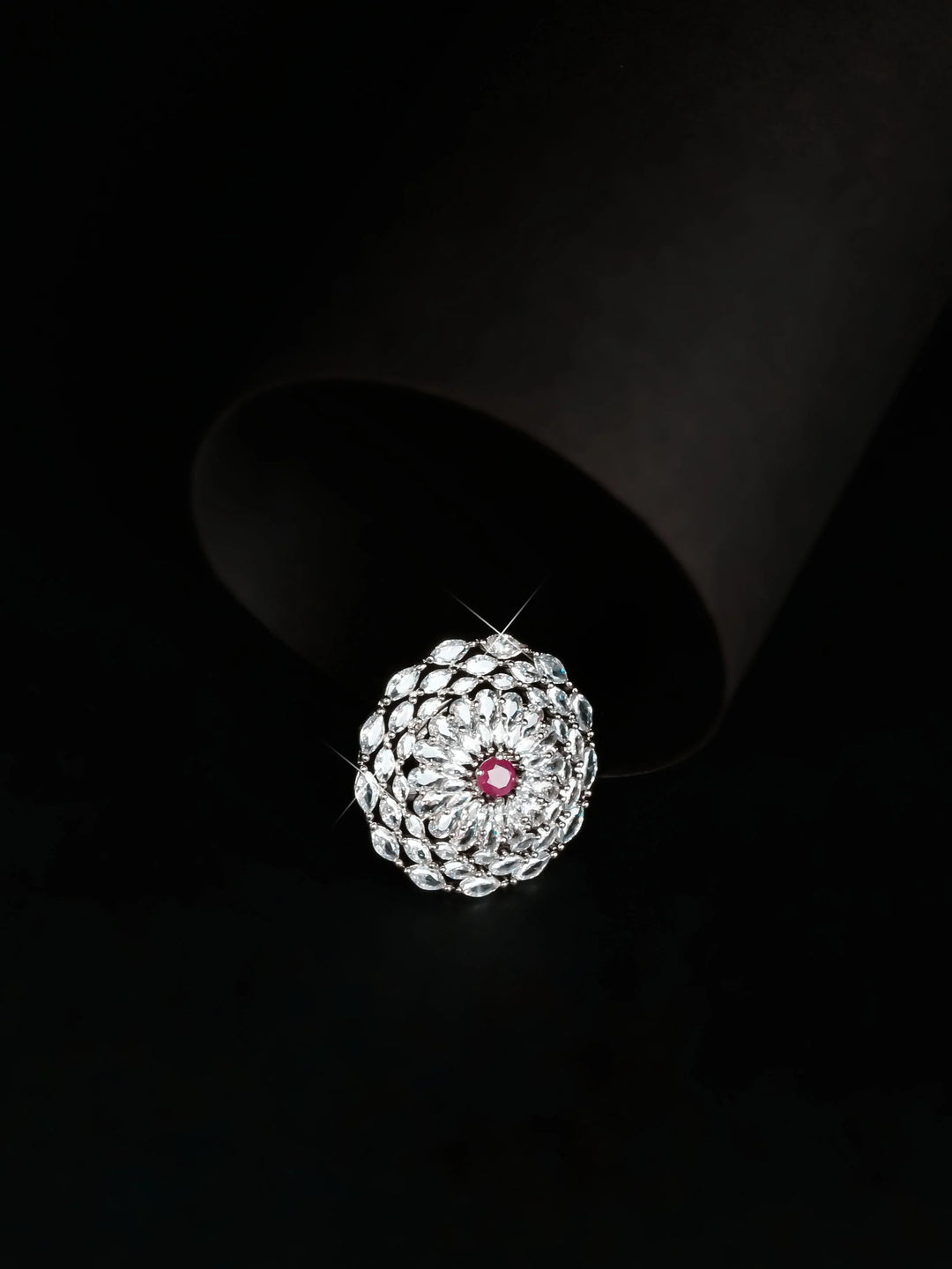 Silver Toned AD Stone Ring