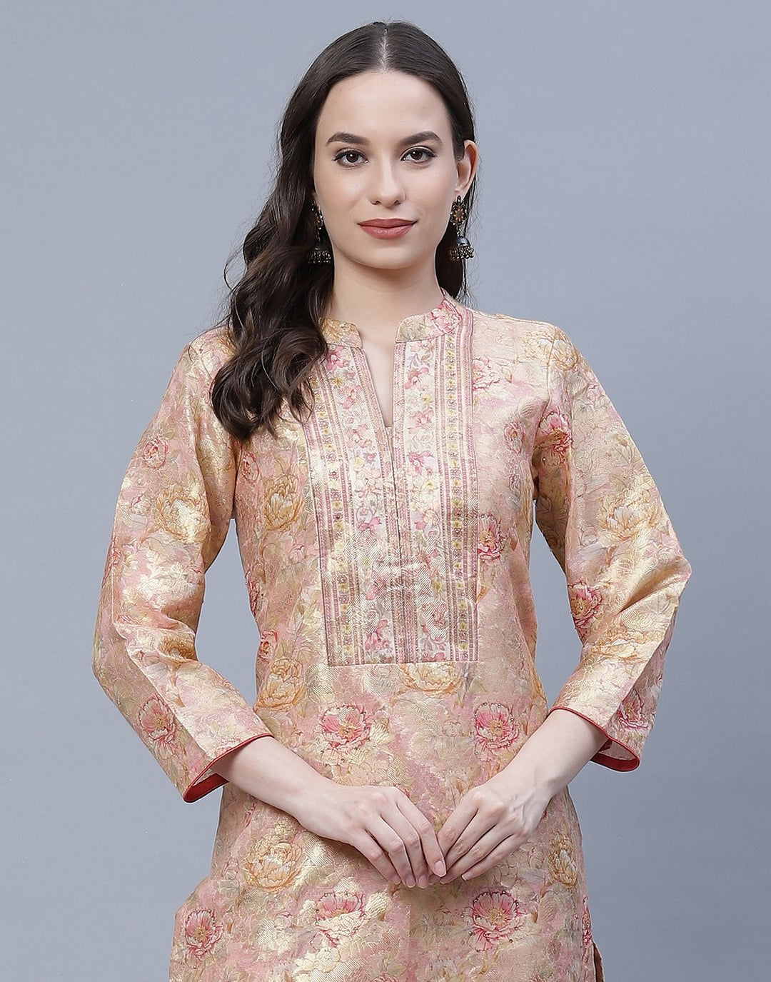 Chanderi Printed Kurti Pant Set
