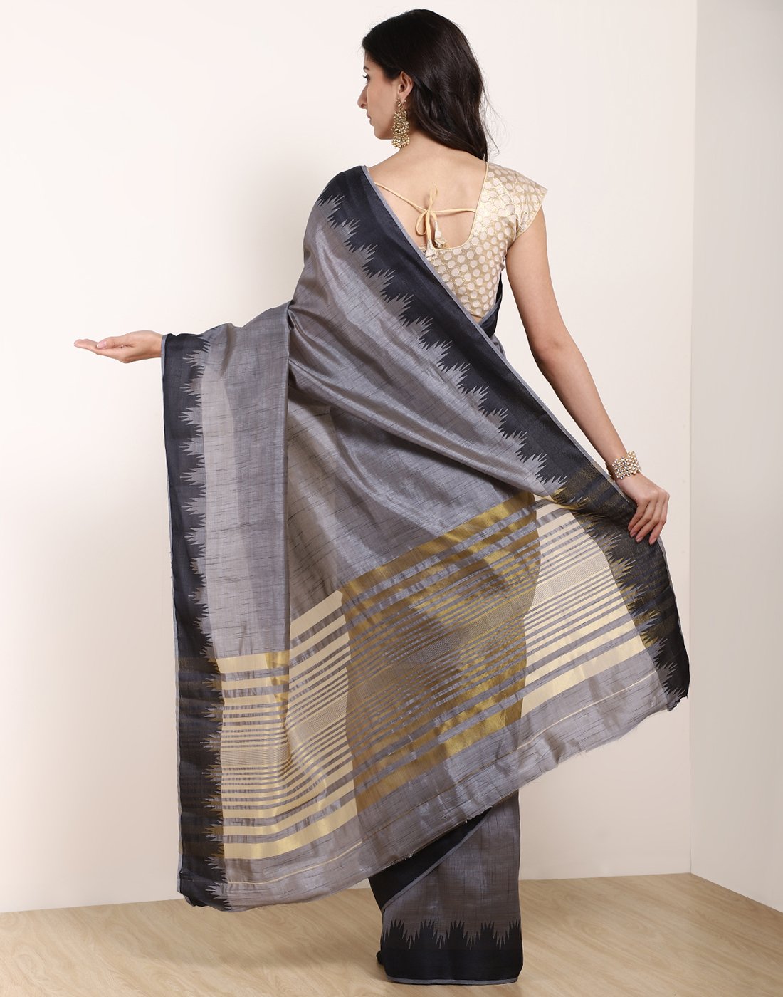 MBZ Meena Bazaar-Mustard Art Handloom Saree