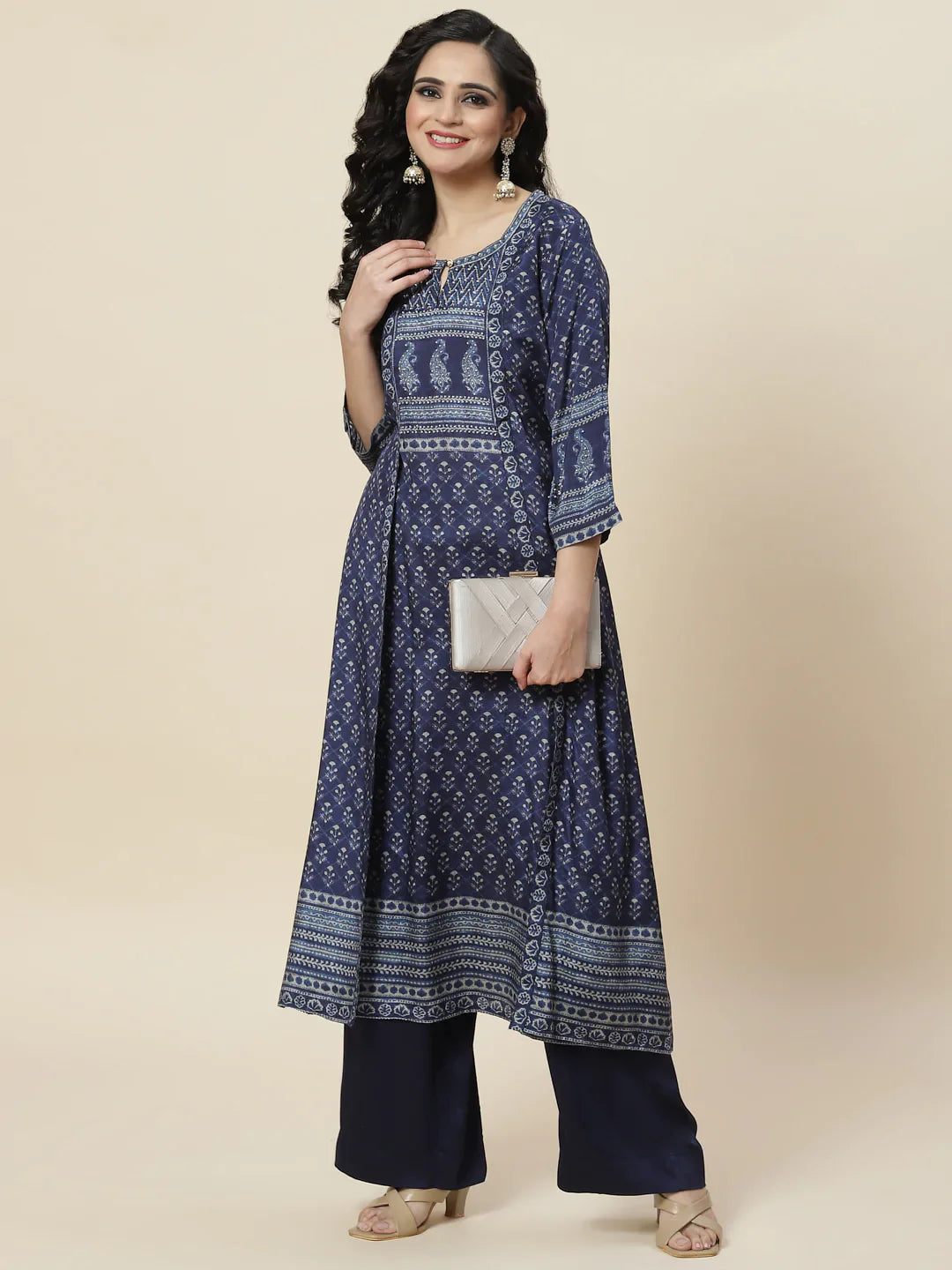 Printed Crepe Kurta With Palazzo