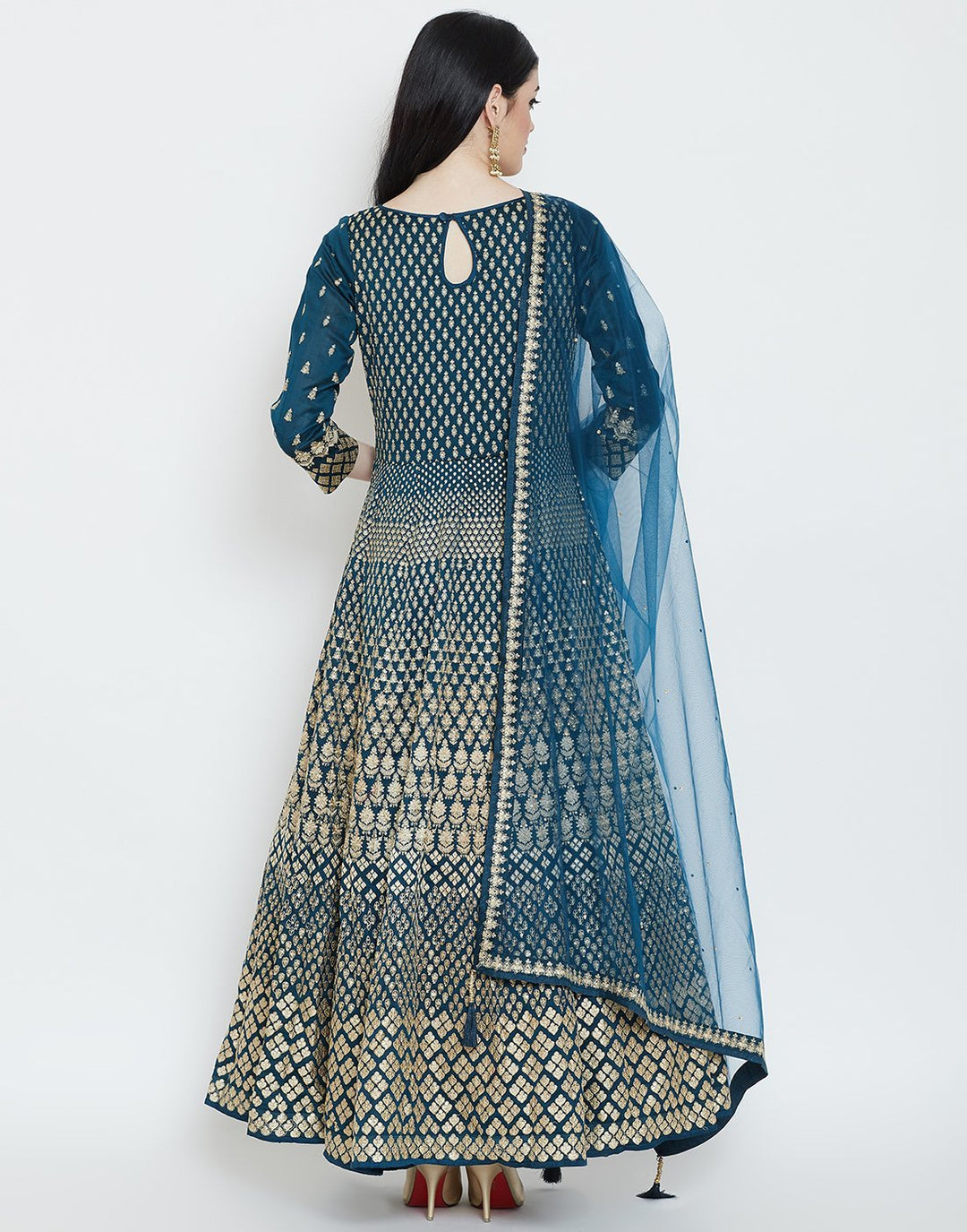 MBZ Meena Bazaar-Maroon Cotton Chanderi Salwar Kameez