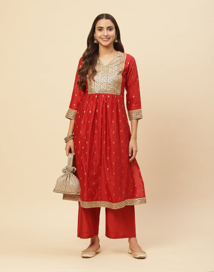 Embroidered Gota Work Anarkali Kurti With Palazzo