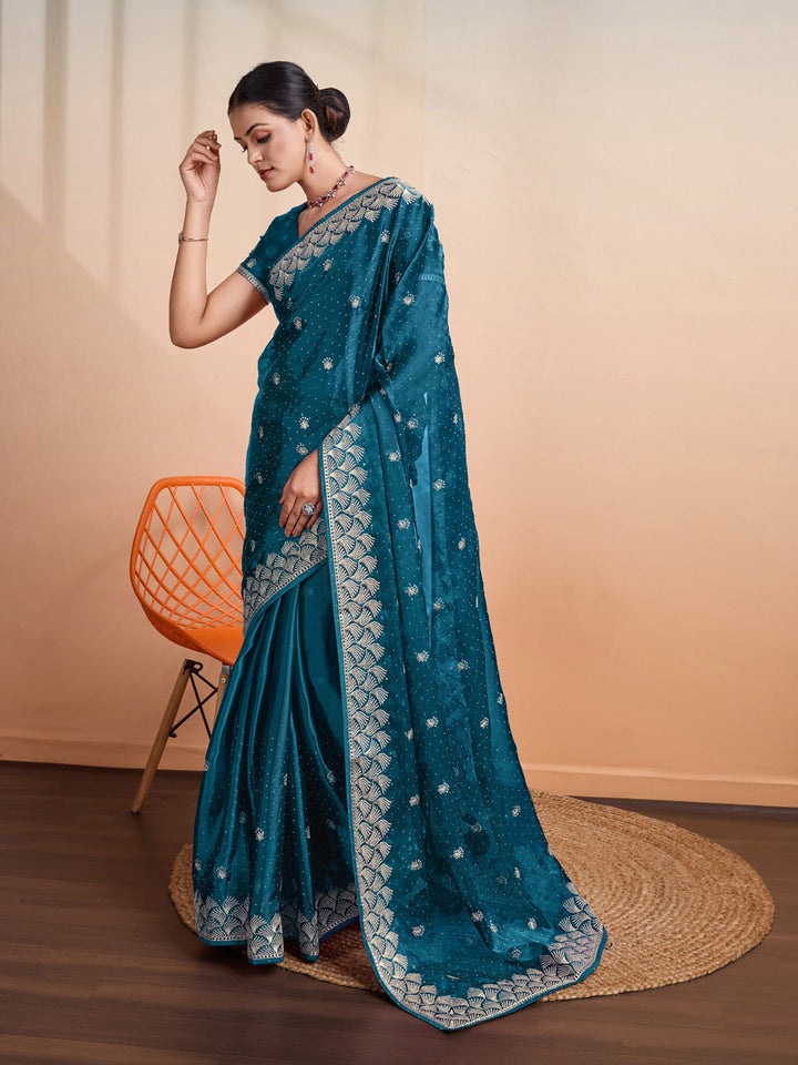 Embroidered Linen Blend Saree