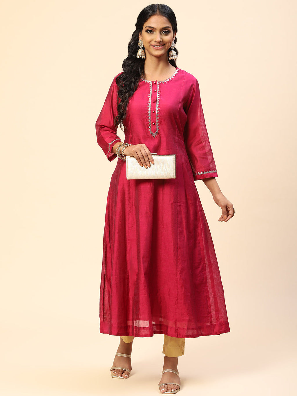Plain Chanderi Kurta