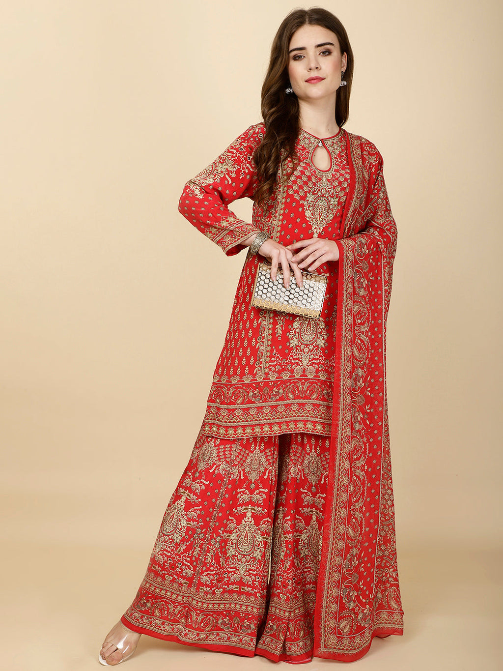 Digital Print Crepe Suit Set With Dupatta