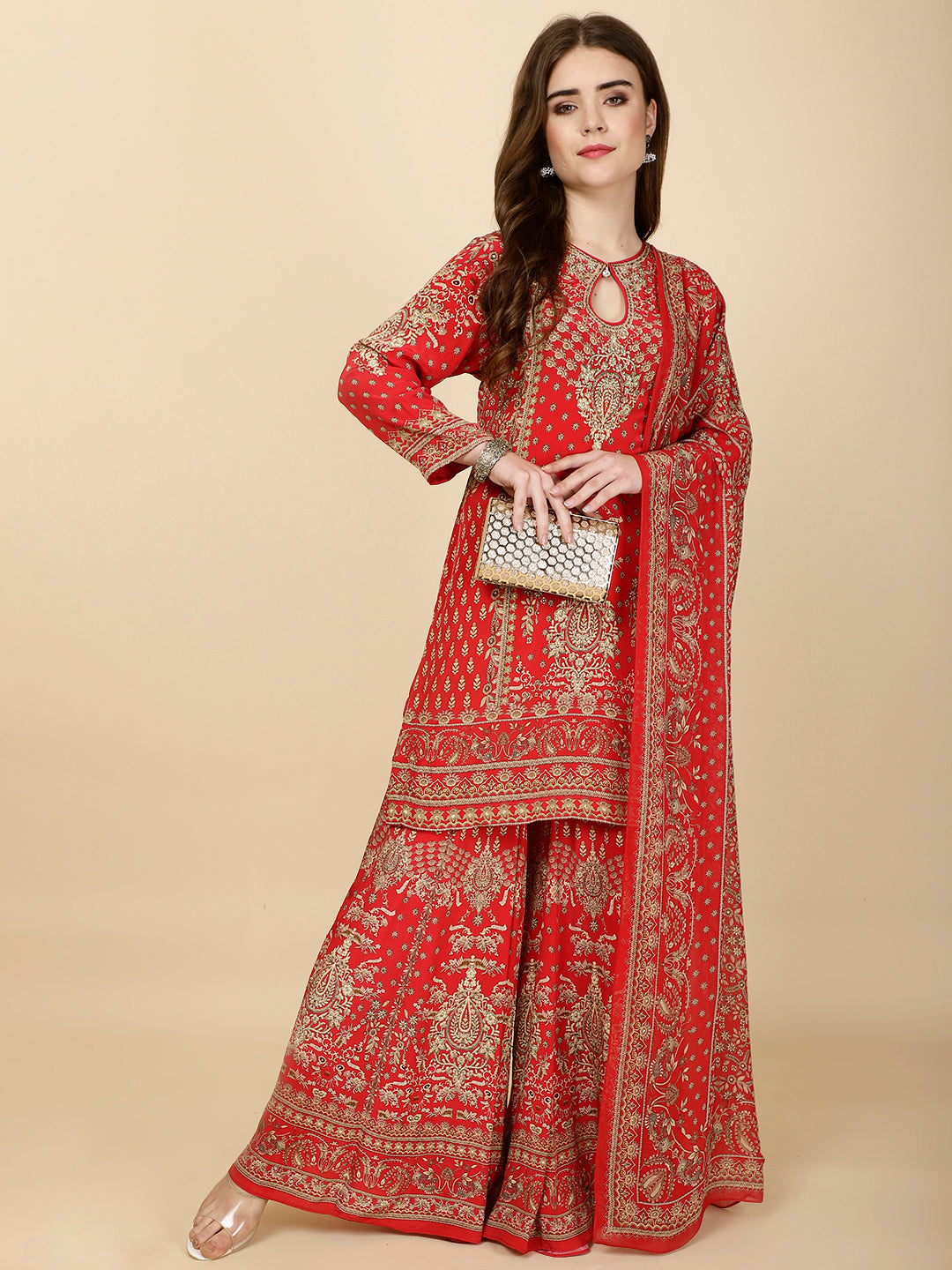 Digital Print Crepe Suit Set With Dupatta
