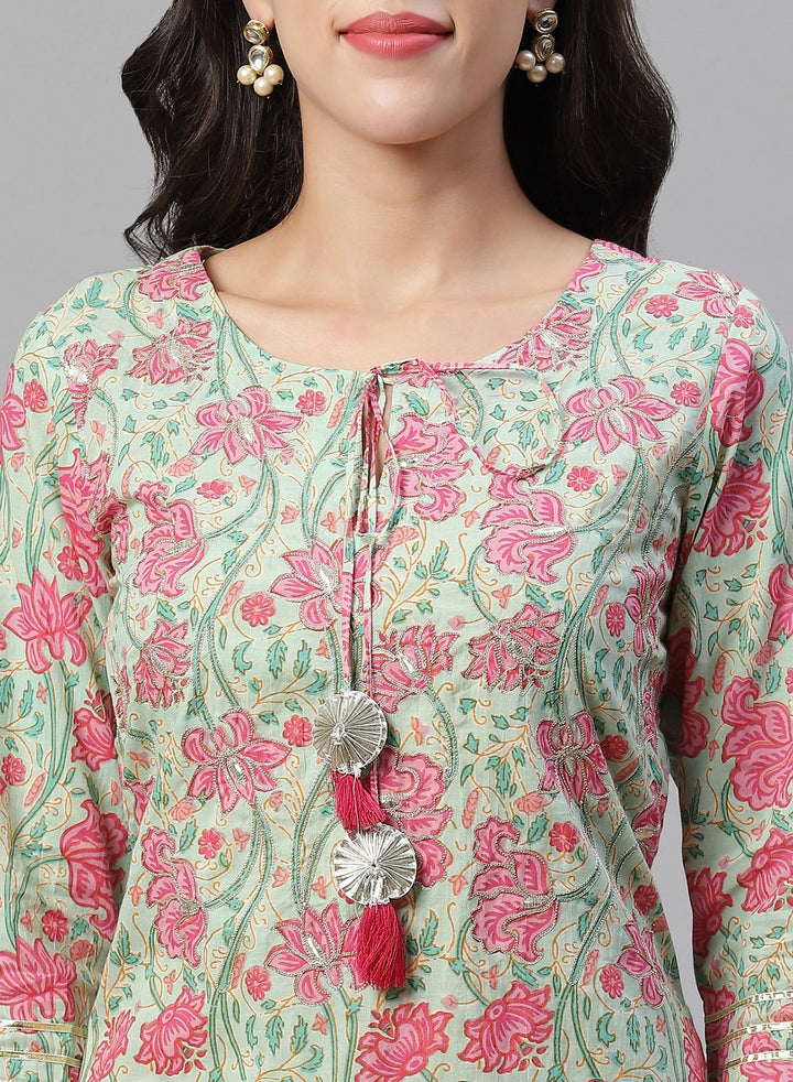 Printed Cotton Kurti With Pant