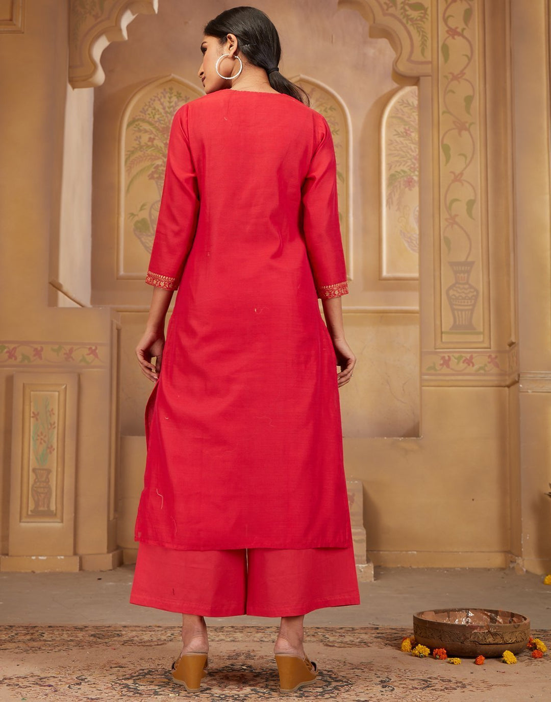 MBZ Meena Bazaar-Cotton Chanderi Kurti with Plazzo