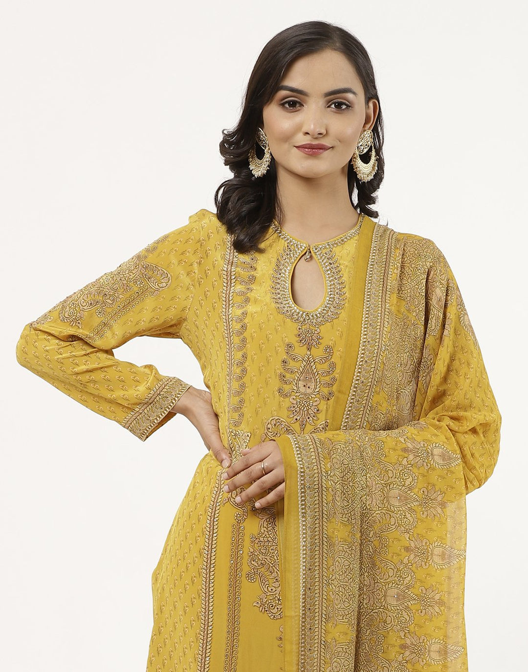 MBZ Meena Bazaar-Grey Digital Printed Crepe Salwaar Kameez Stitched Suit