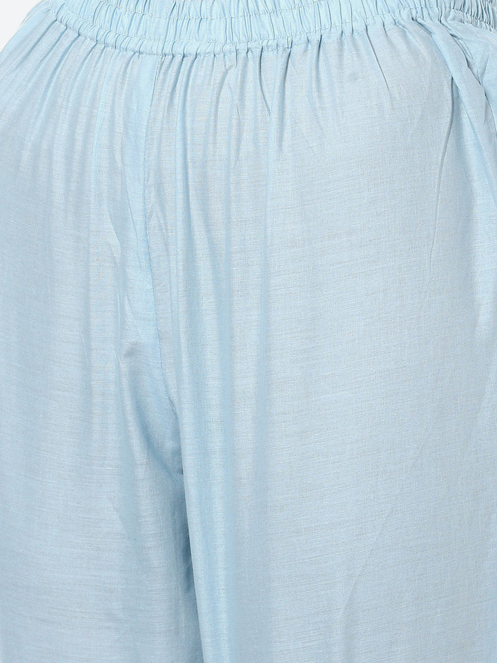 Bandhani Mirror Work Cotton Kurta With Pant &amp; Cotton Dupatta