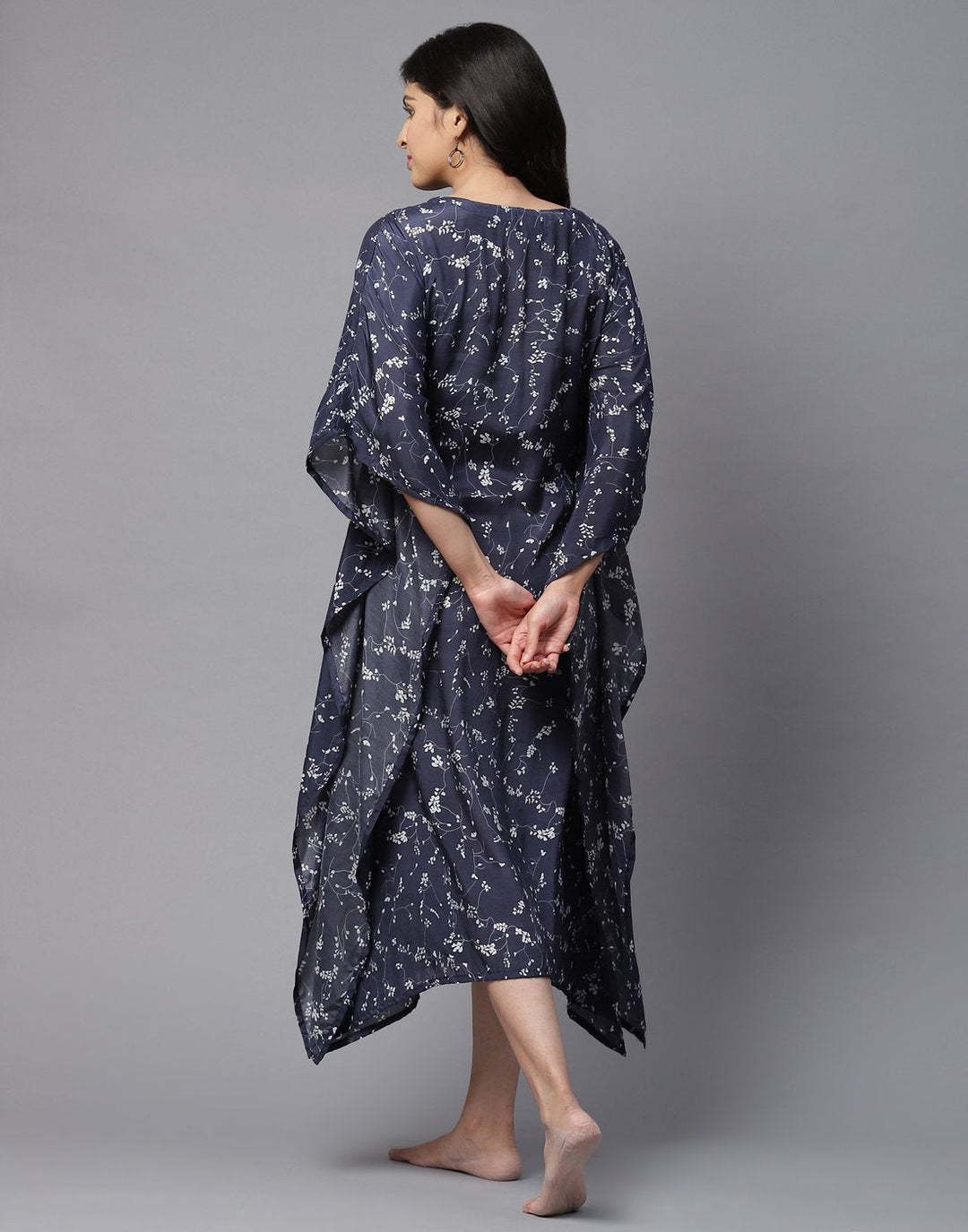 Printed Kaftan with Yoke Embroidery
