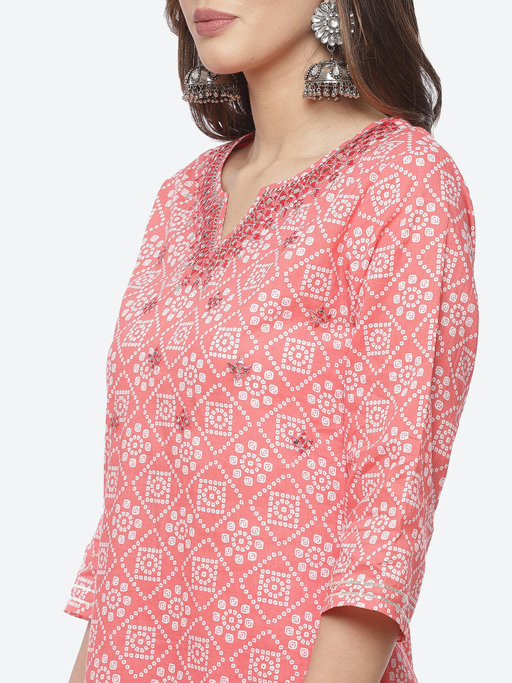 Resham Mirror Booti Cotton Stitched Salwar Kameez With Chiffon Dupatta