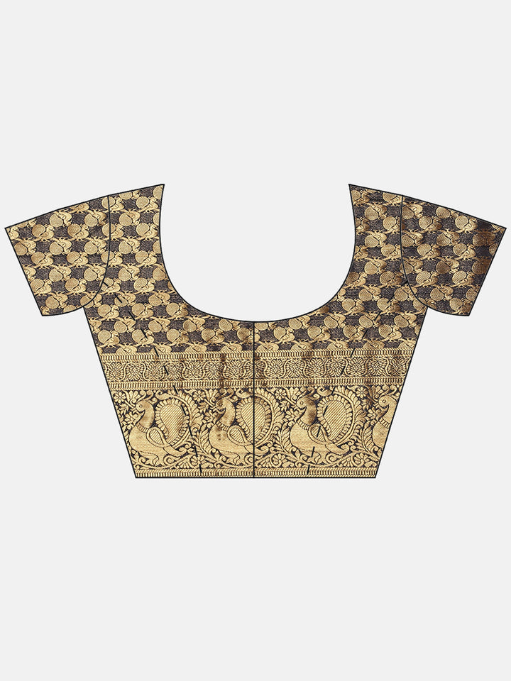 Brocade Zari Jaal Art Handloom Saree With Running Blouse