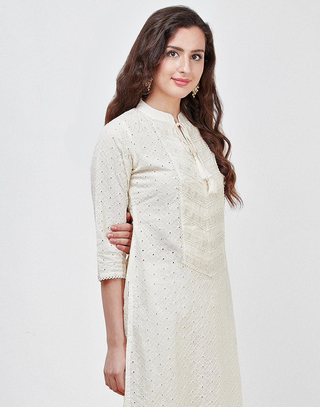 Cream Cotton Kurti with Palazzo