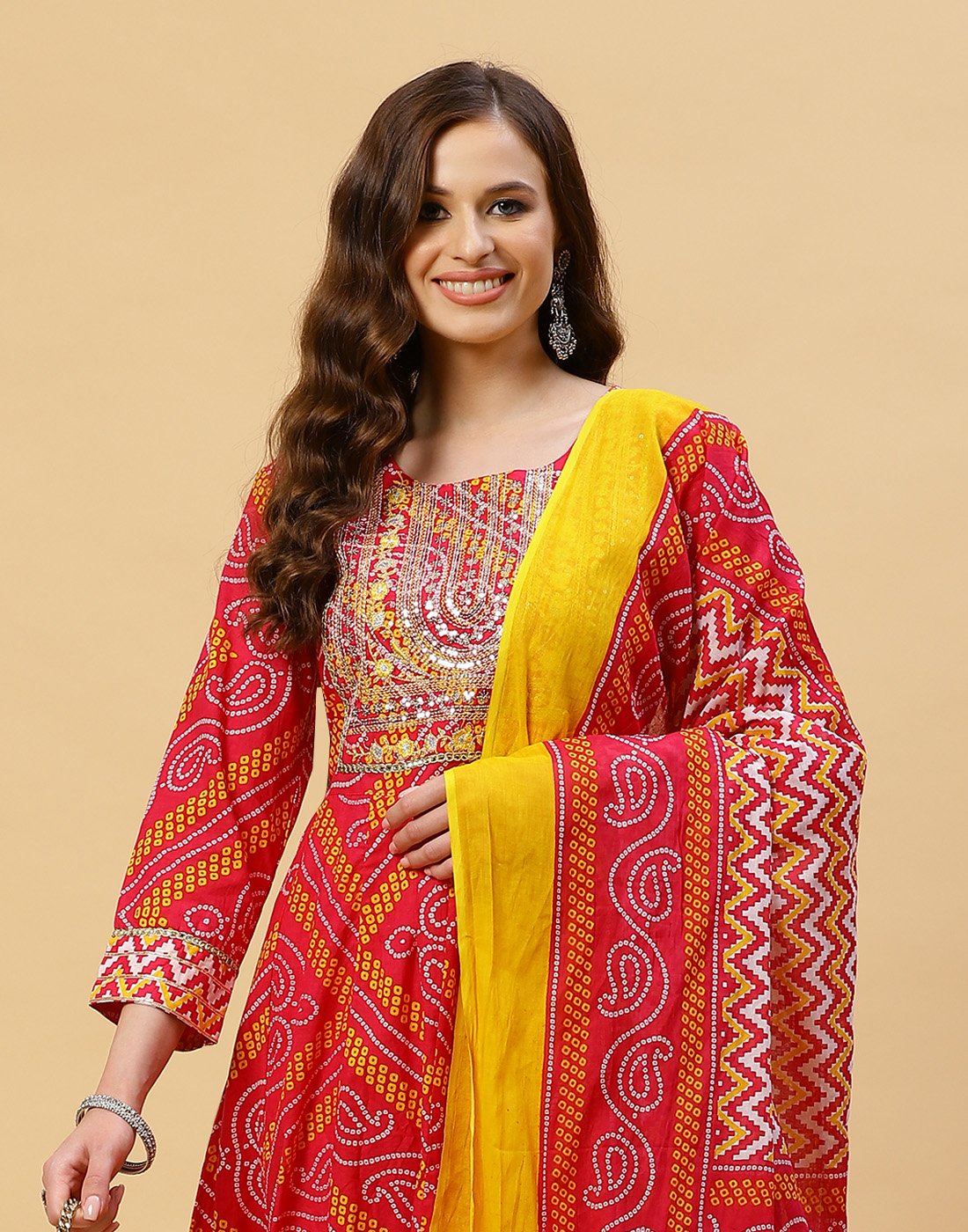 Bandhez Printed Cotton Anarkali Salwar Kameez Stitched Suit