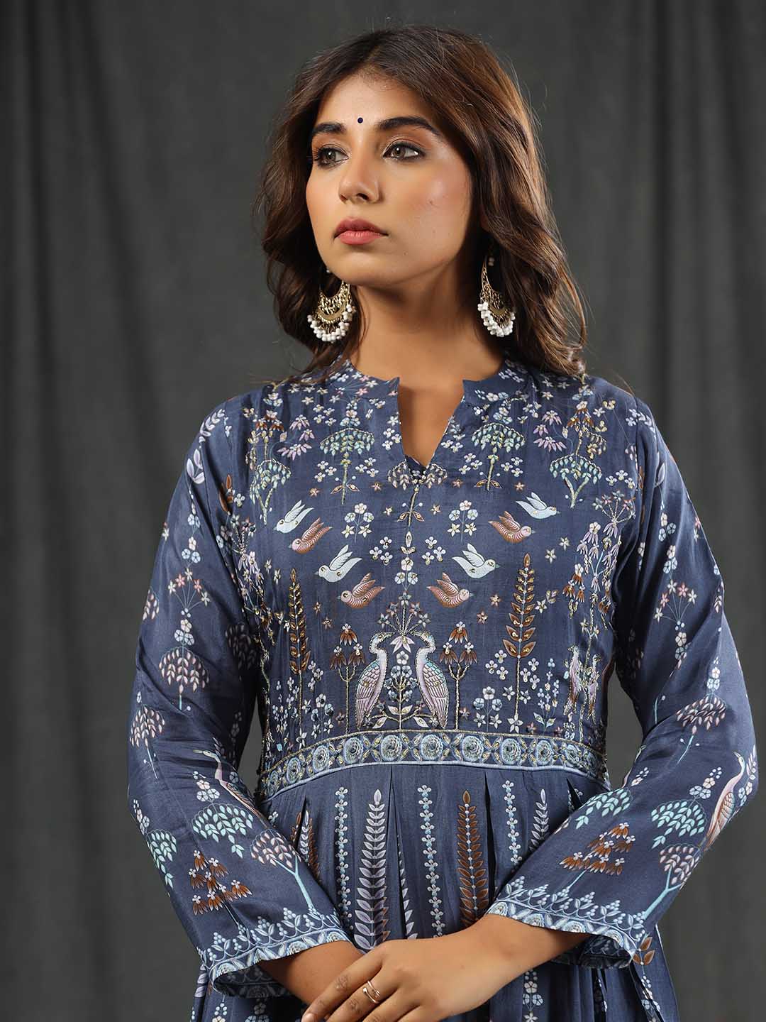 Digital Printed Cotton Gown Dress