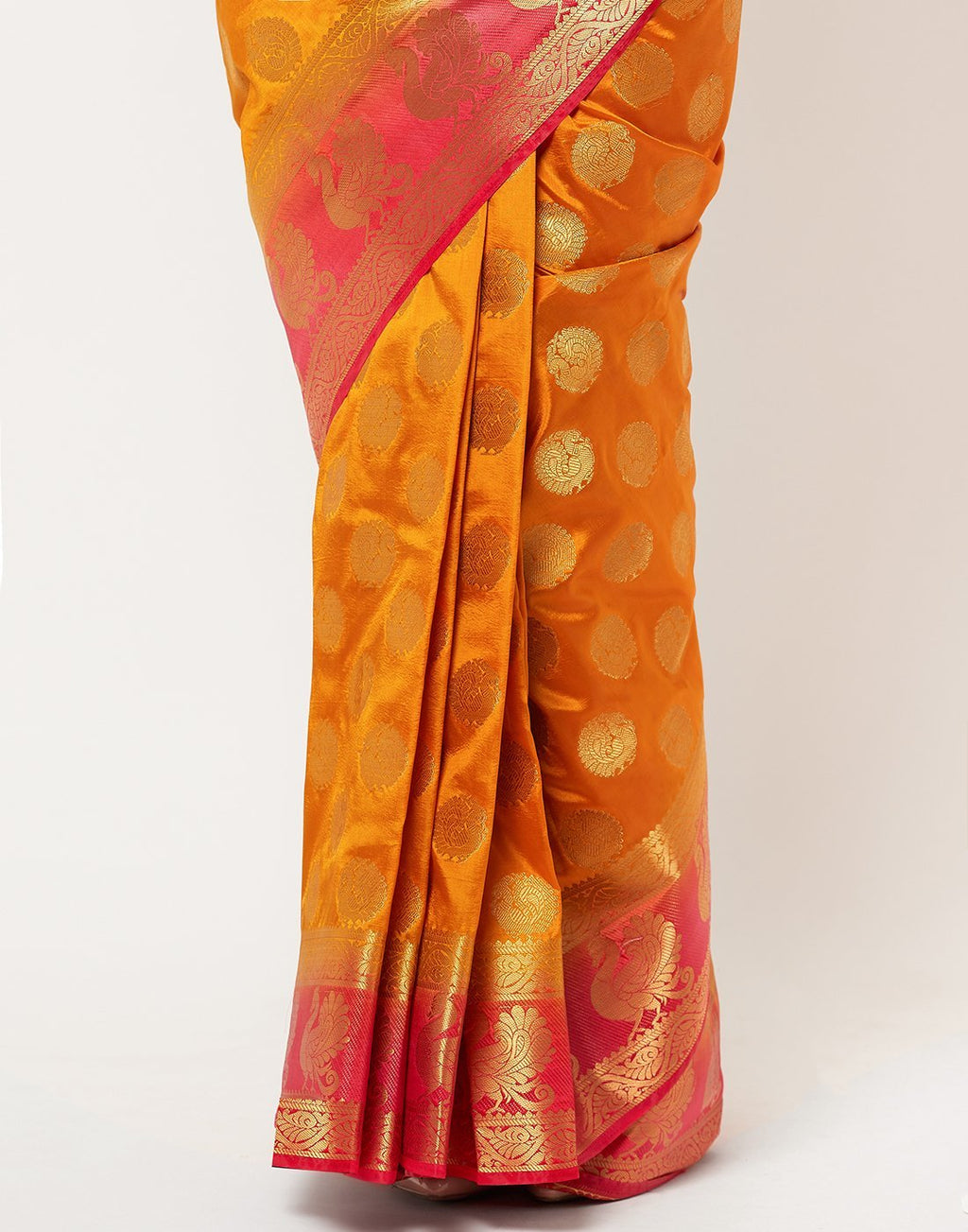 MBZ Meena Bazaar-Mustard Art Handloom Saree