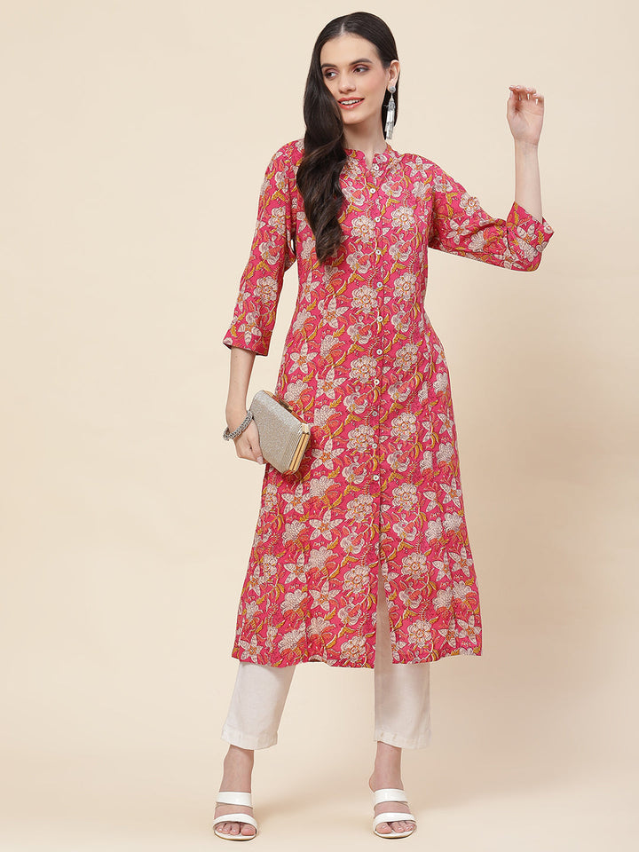 Floral Printed Cotton Kurta