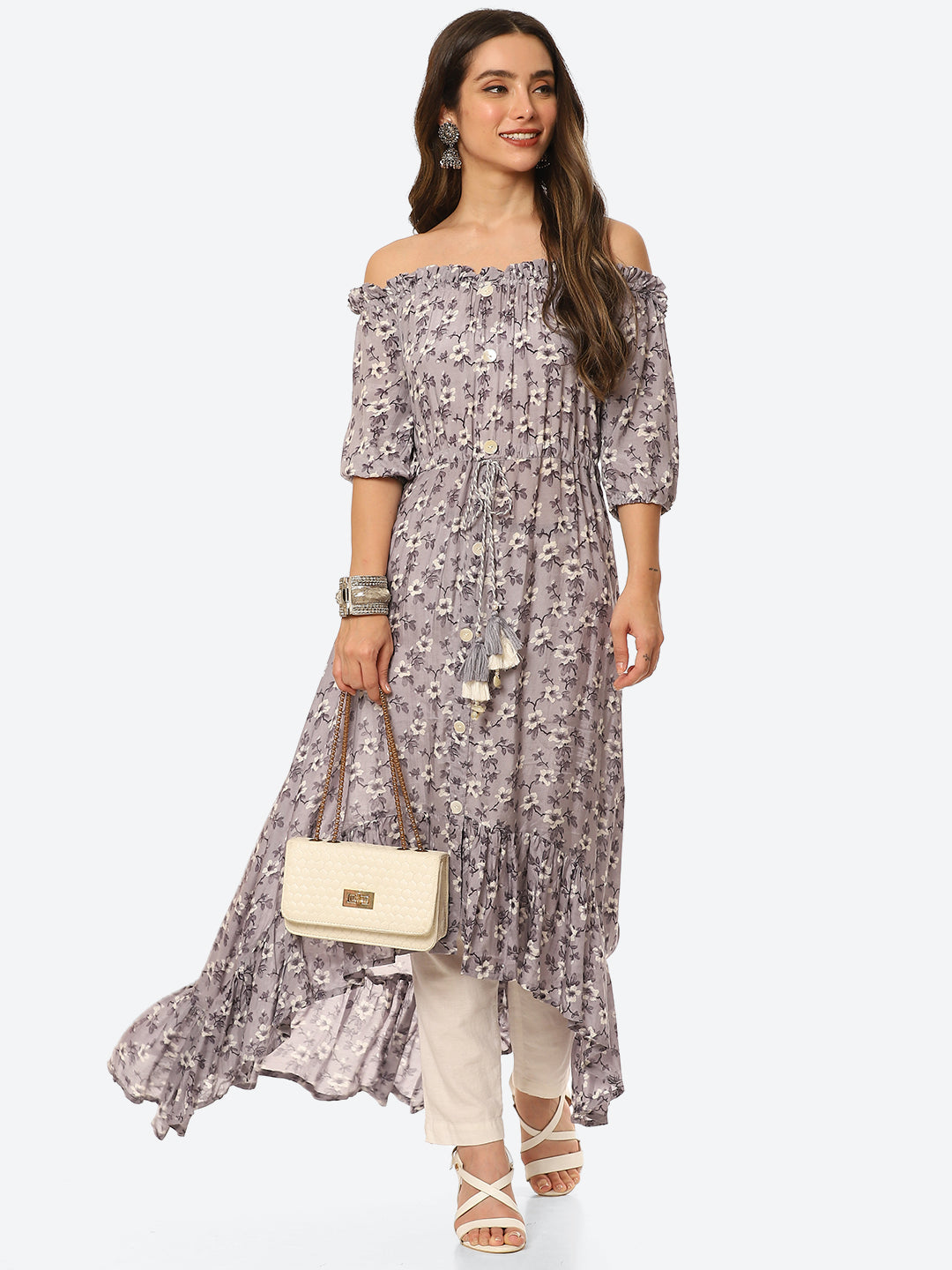 Floral Printed Muslin Kurta