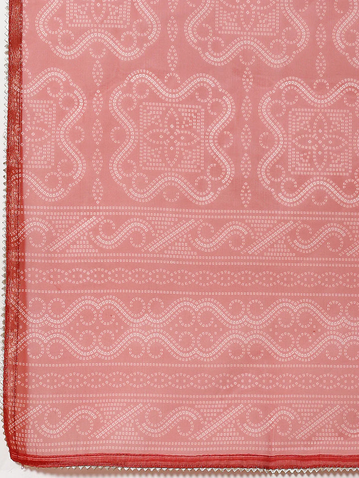 Bandhani Printed Organza Unstitched Suit Piece With Dupatta