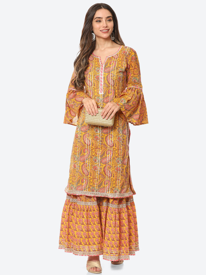 Printed Cotton Kurta With Sharara