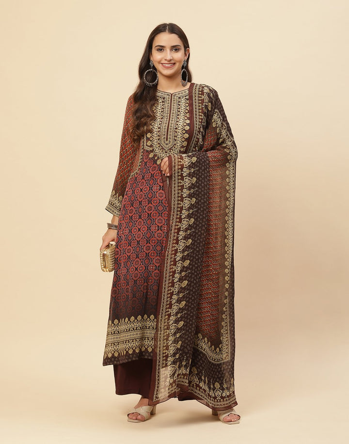 Digital Printed Crepe Salwar Kameez Stitched Suit With Georgette Dupatta