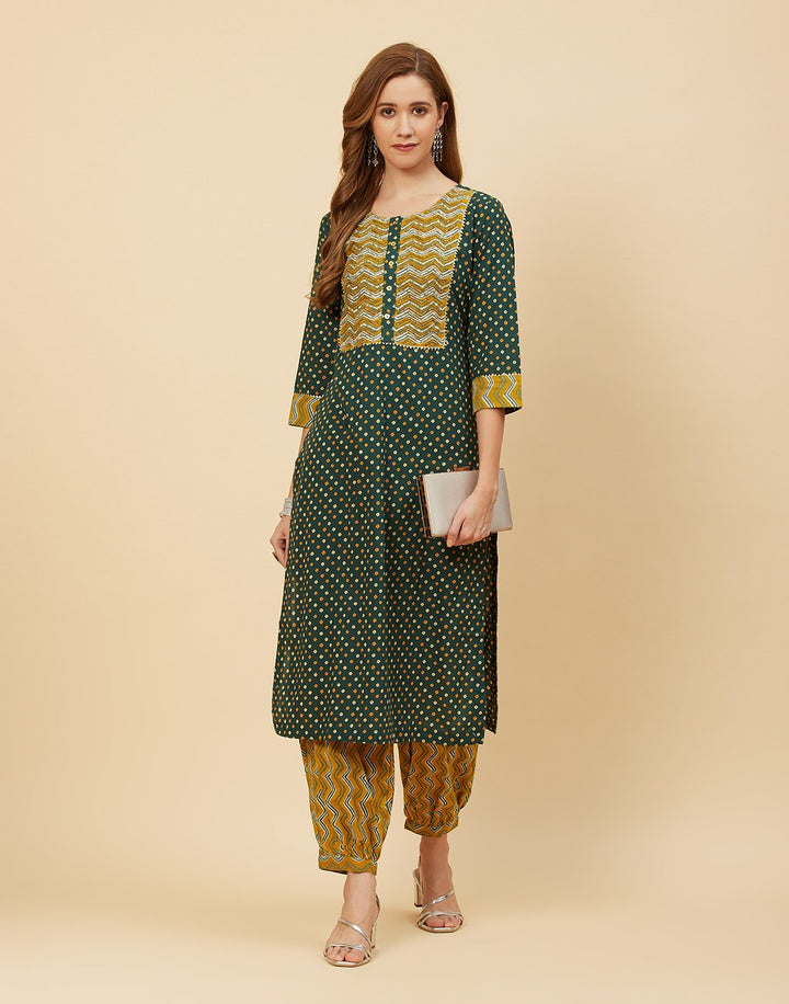 Printed Cotton Kurti With Salwar