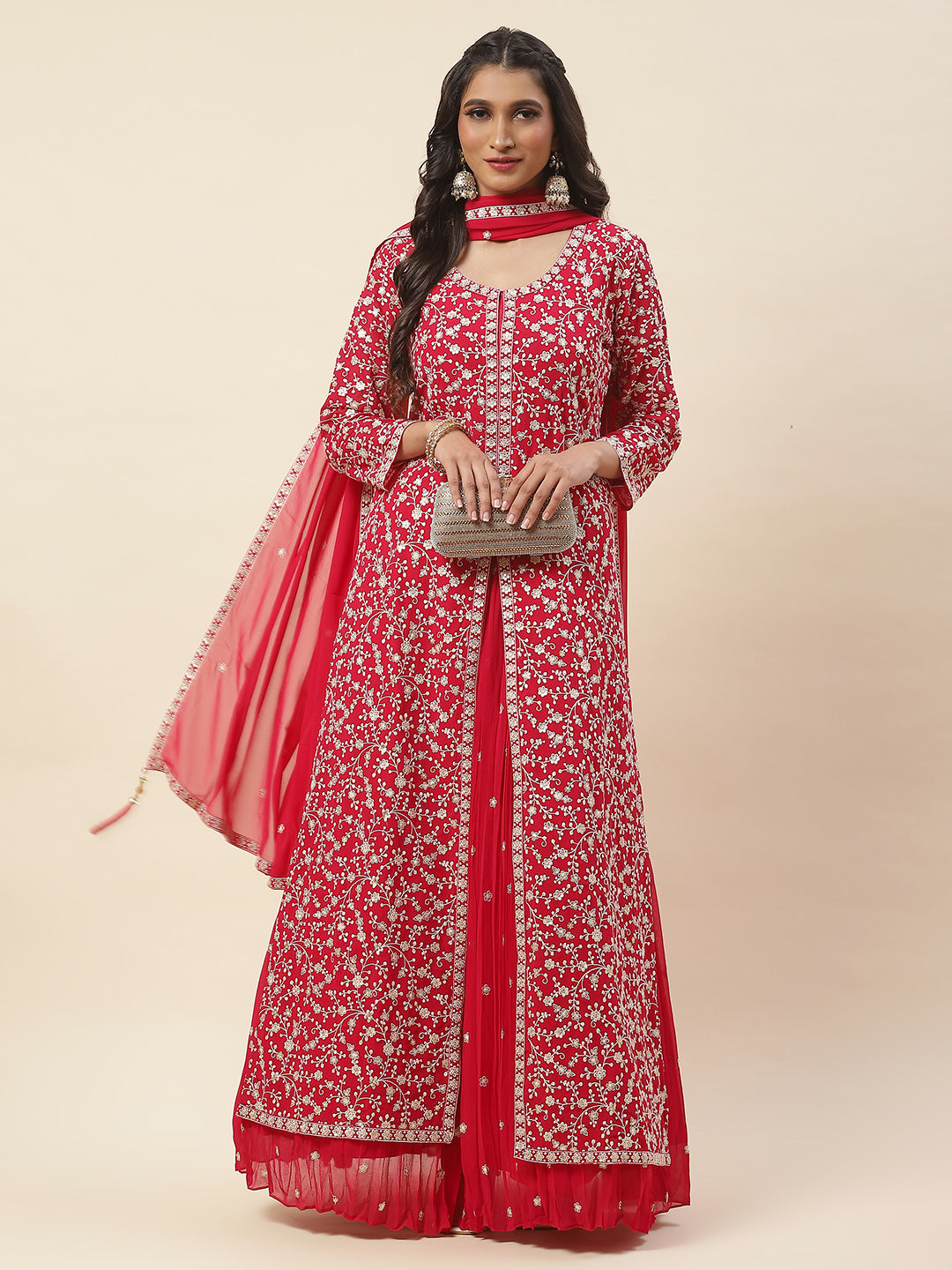 Georgette Kurta With Skirt &amp; Dupatta