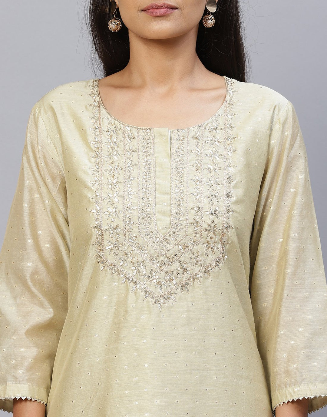 Cotton Chanderi Pant Kameez Stitched Suit