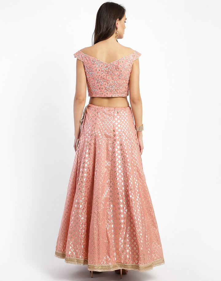 MBZ Meena Bazaar-Pink Cotton Chanderi Laacha