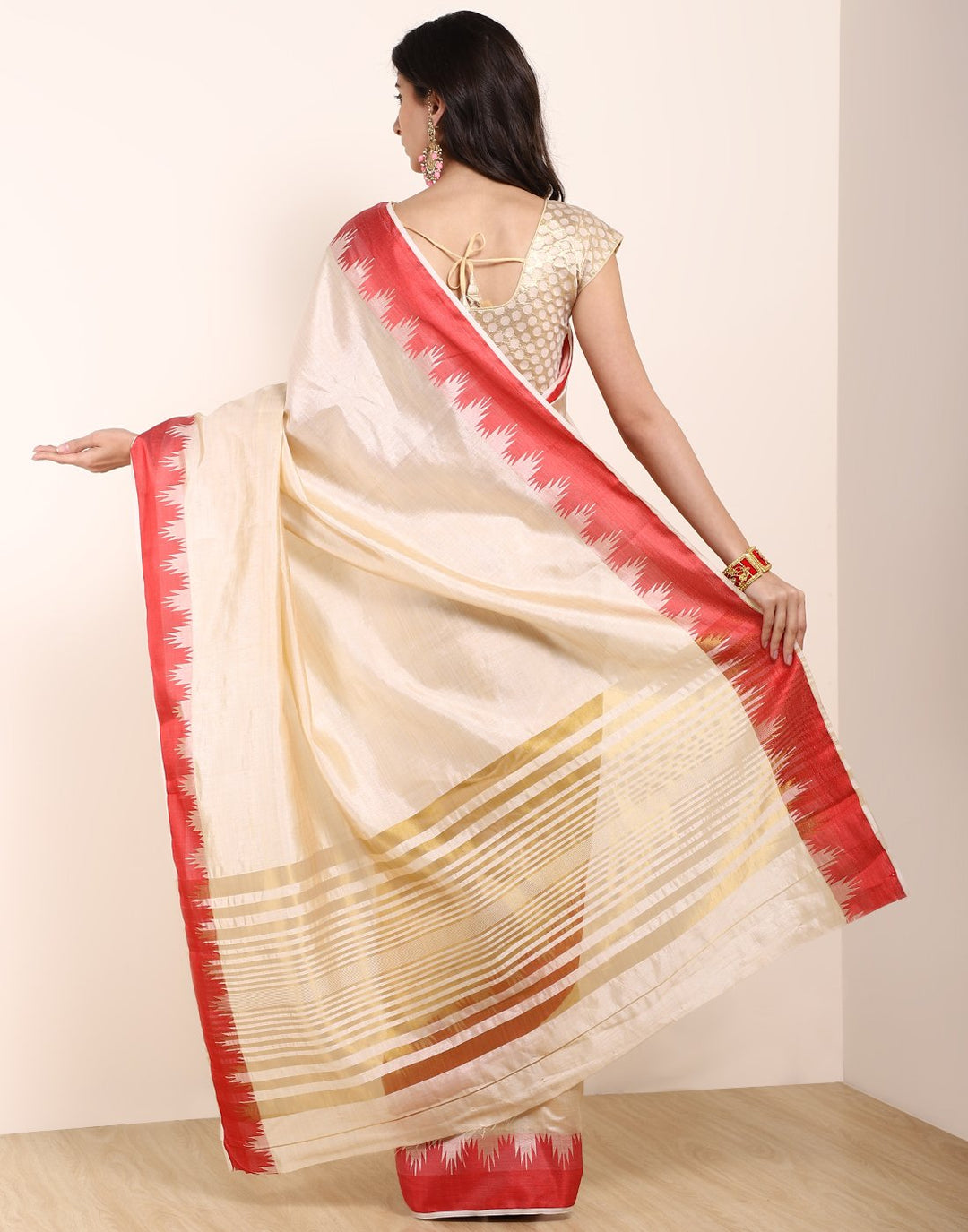 MBZ Meena Bazaar-Mustard Art Handloom Saree