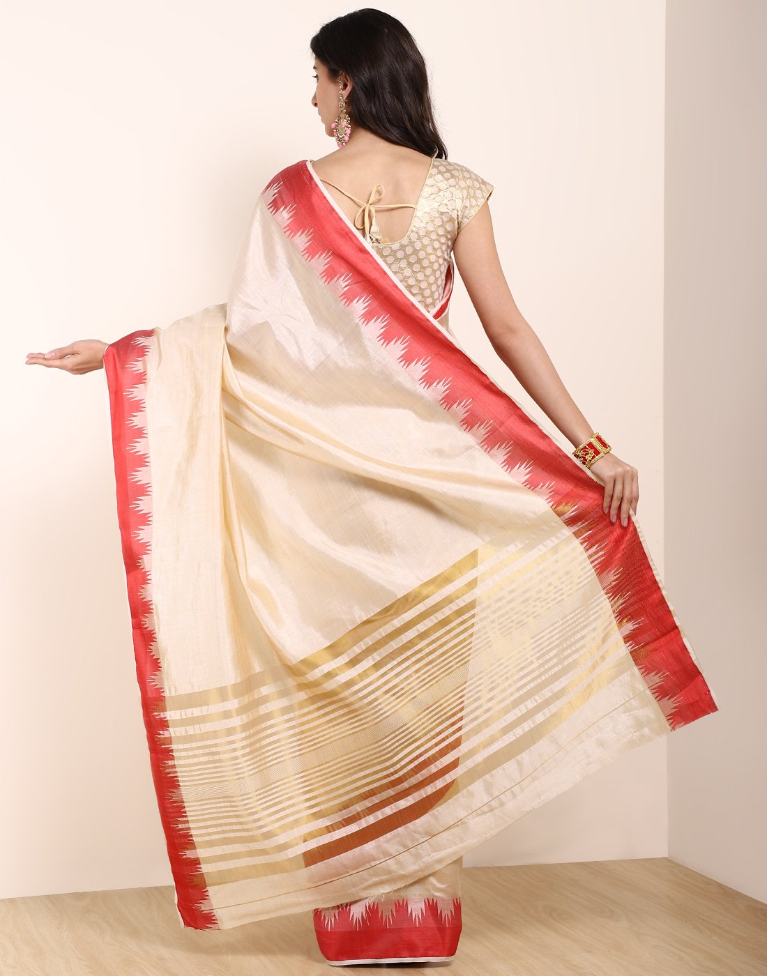 MBZ Meena Bazaar-Mustard Art Handloom Saree