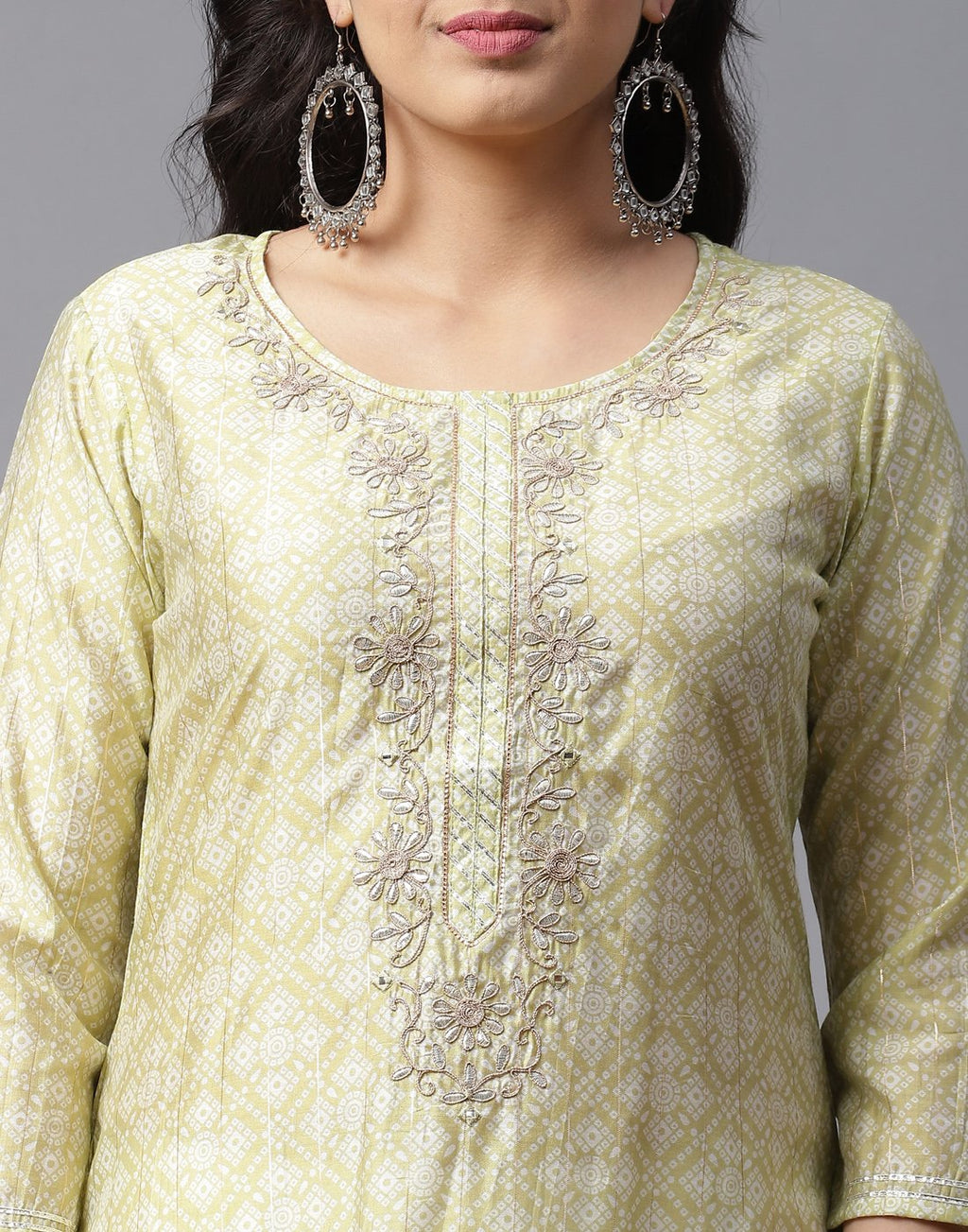 Printed Kurti Pant Set with Gota Work