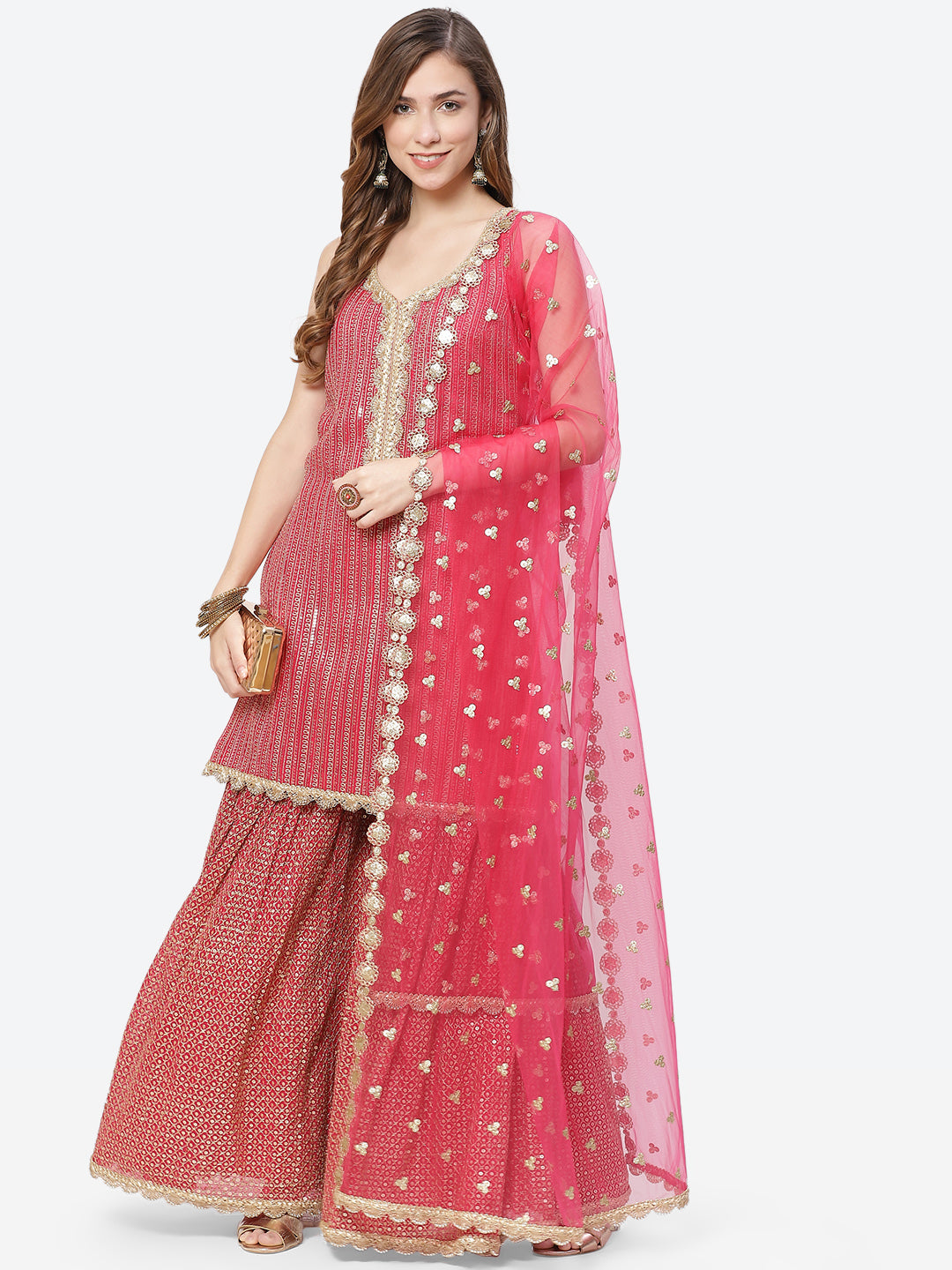 Sequenece Georgette Stitched Salwar Kameez With Net Dupatta
