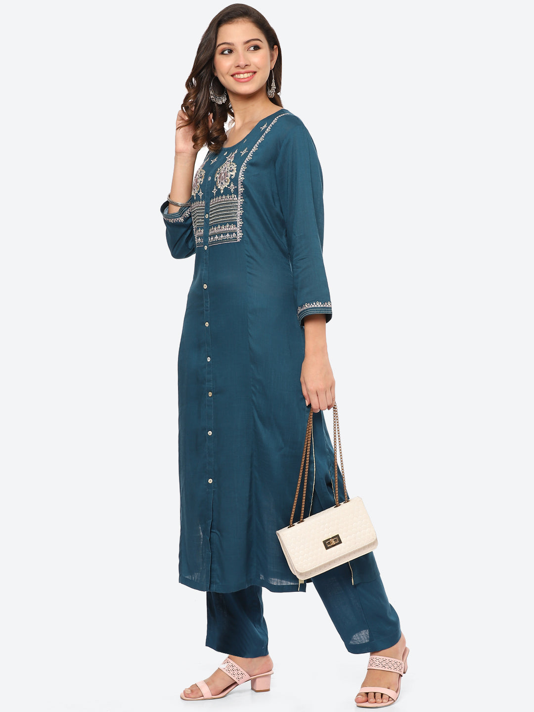 Resham Work Cotton Kurta With Pant